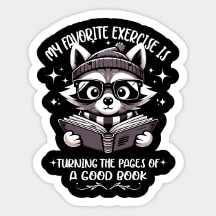 Funny Raccoon Reading Book for Bookworm and Book Lover Sticker